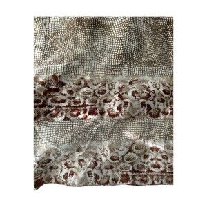 Oscar de la Renta 100% Silk Scarf 36x36 Animal Print Glitter Border Brown